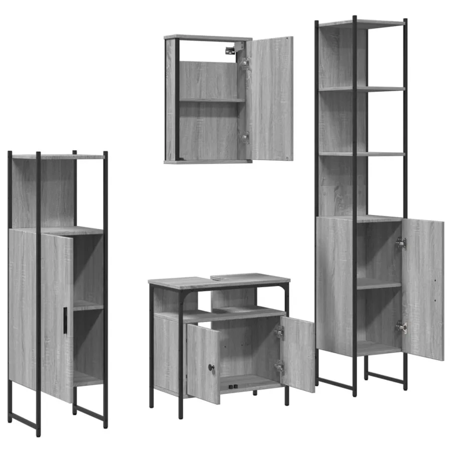 Ensemble de meubles de salle de bain 4 pcs Sonoma gris - 6