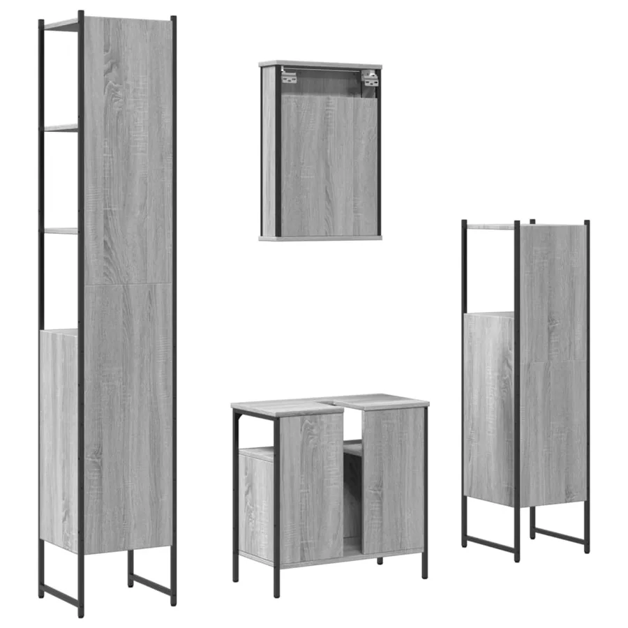 Ensemble de meubles de salle de bain 4 pcs Sonoma gris - 8