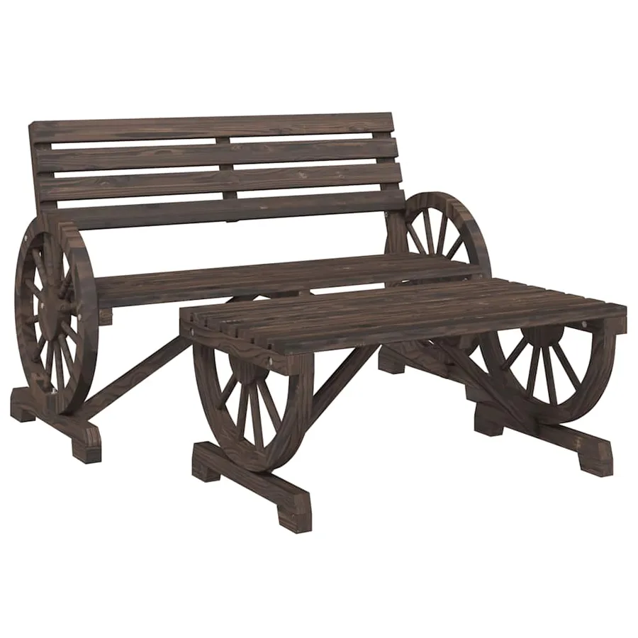 Salon de jardin 2 pcs bois de sapin massif - 2
