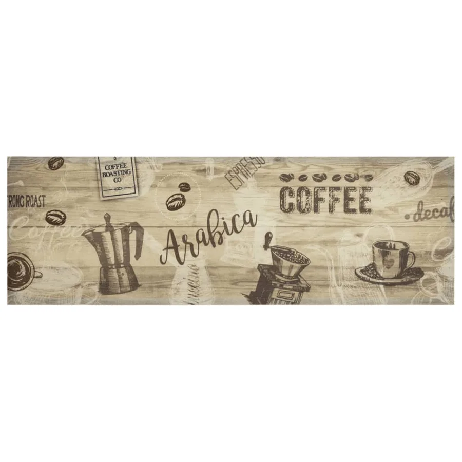 Tapis de cuisine lavable imprimé café marron 60x180 cm velours - 2