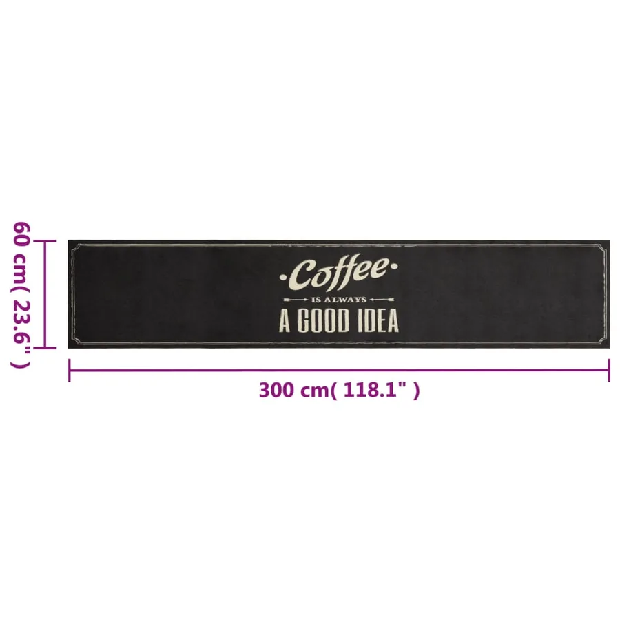 Tapis de cuisine lavable texte Coffee 60x300 cm velours - 5