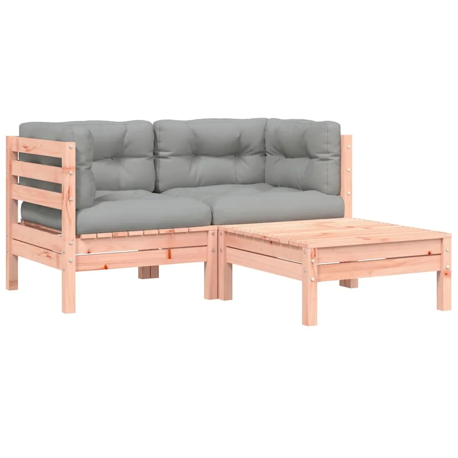 Canapé de jardin avec coussins et repose-pied 2 places - 2
