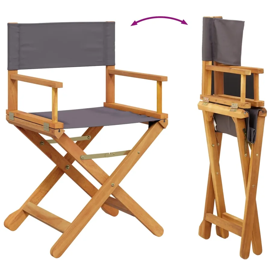 Chaises de réalisateur pliables lot de 2 gris foncé tissu - 7