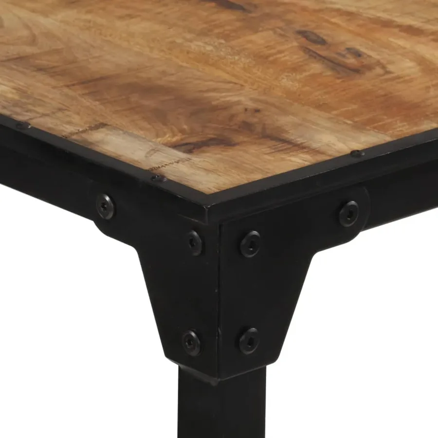 Ensemble de bar 3 pcs bois de manguier brut massif et métal - 13