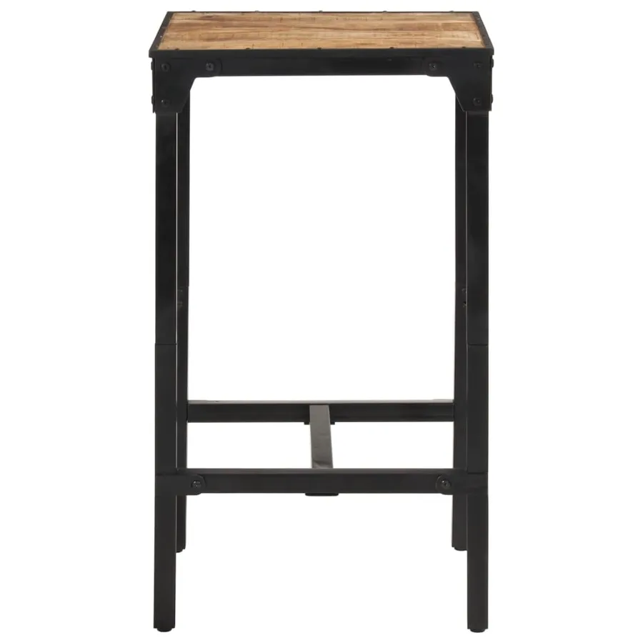 Ensemble de bar 3 pcs bois de manguier brut massif et métal - 9