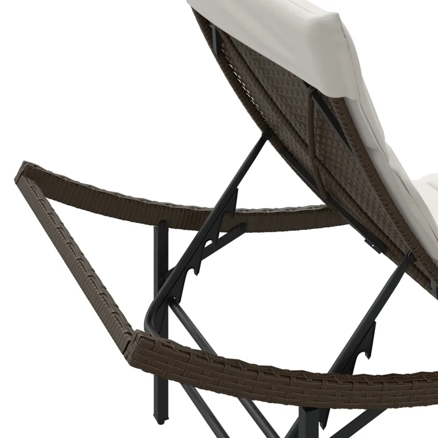 Chaises longues lot de 2 avec table marron résine tressée - 9
