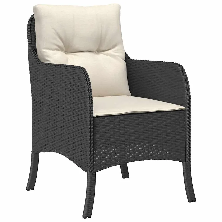 Chaises de jardin avec coussins lot de 2 noir résine tressée - 4