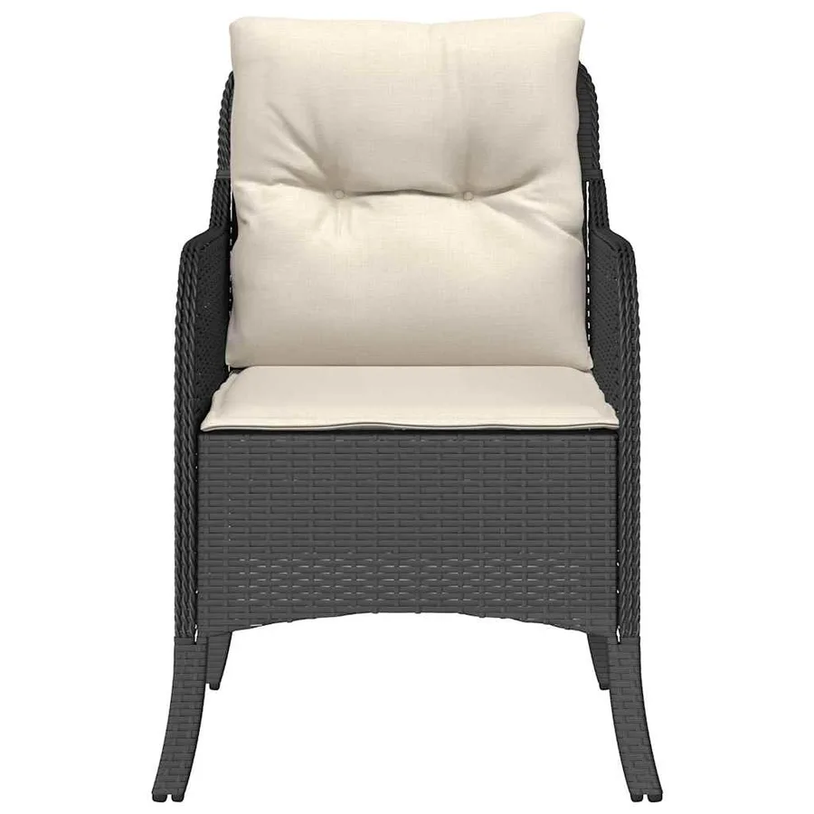 Chaises de jardin avec coussins lot de 2 noir résine tressée - 5
