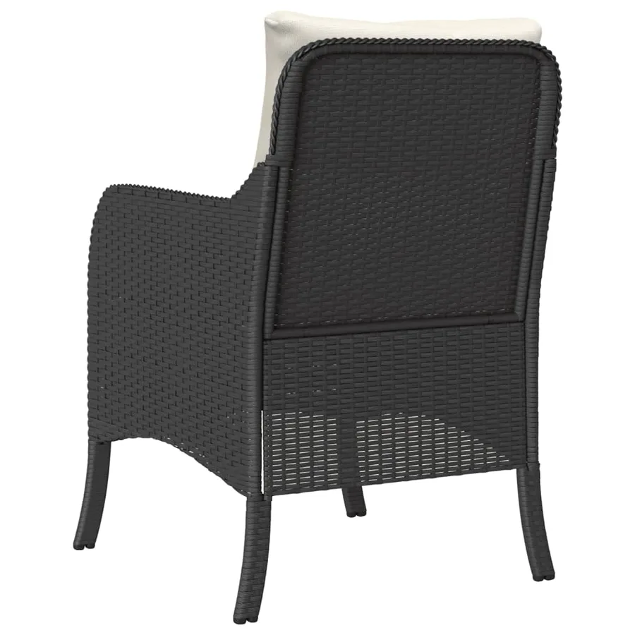 Chaises de jardin avec coussins lot de 2 noir résine tressée - 7