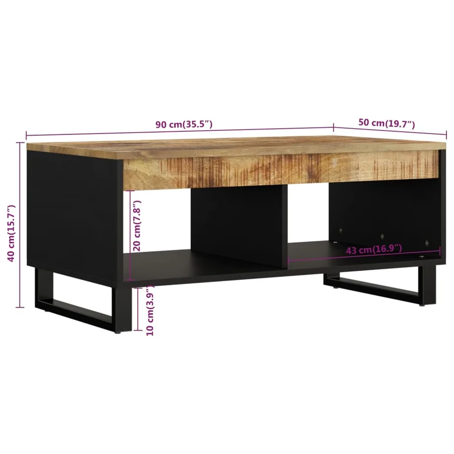 Table basse 90x50x40 cm bois de manguier massif - 7