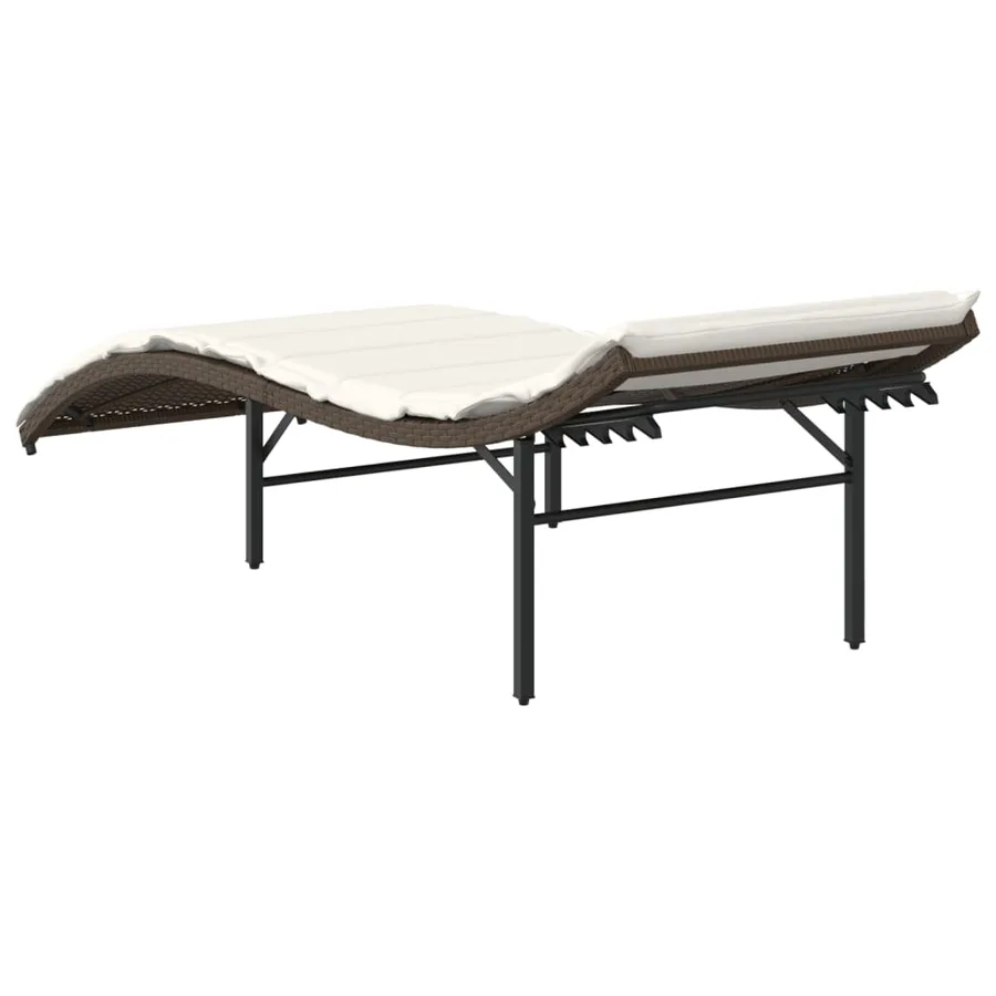 Chaise longue avec coussin marron 55x199x50 cm résine tressée - 6