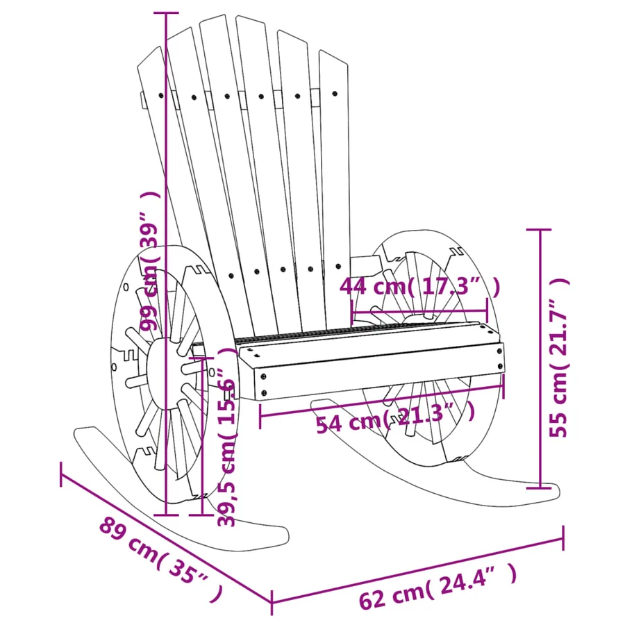 Chaises à bascule Adirondack lot de 2 bois de sapin massif - 10