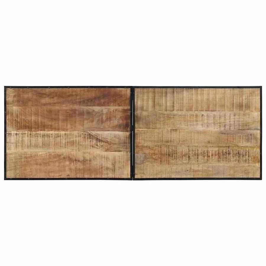 Ensemble de bar 7 pcs bois de manguier brut massif et métal - 10