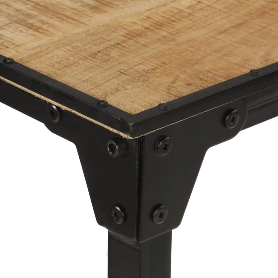 Ensemble de bar 7 pcs bois de manguier brut massif et métal - 13