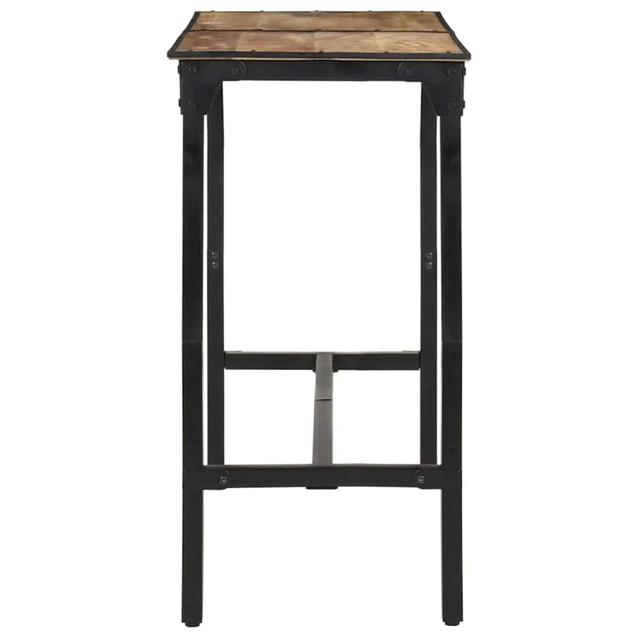 Ensemble de bar 7 pcs bois de manguier brut massif et métal - 9