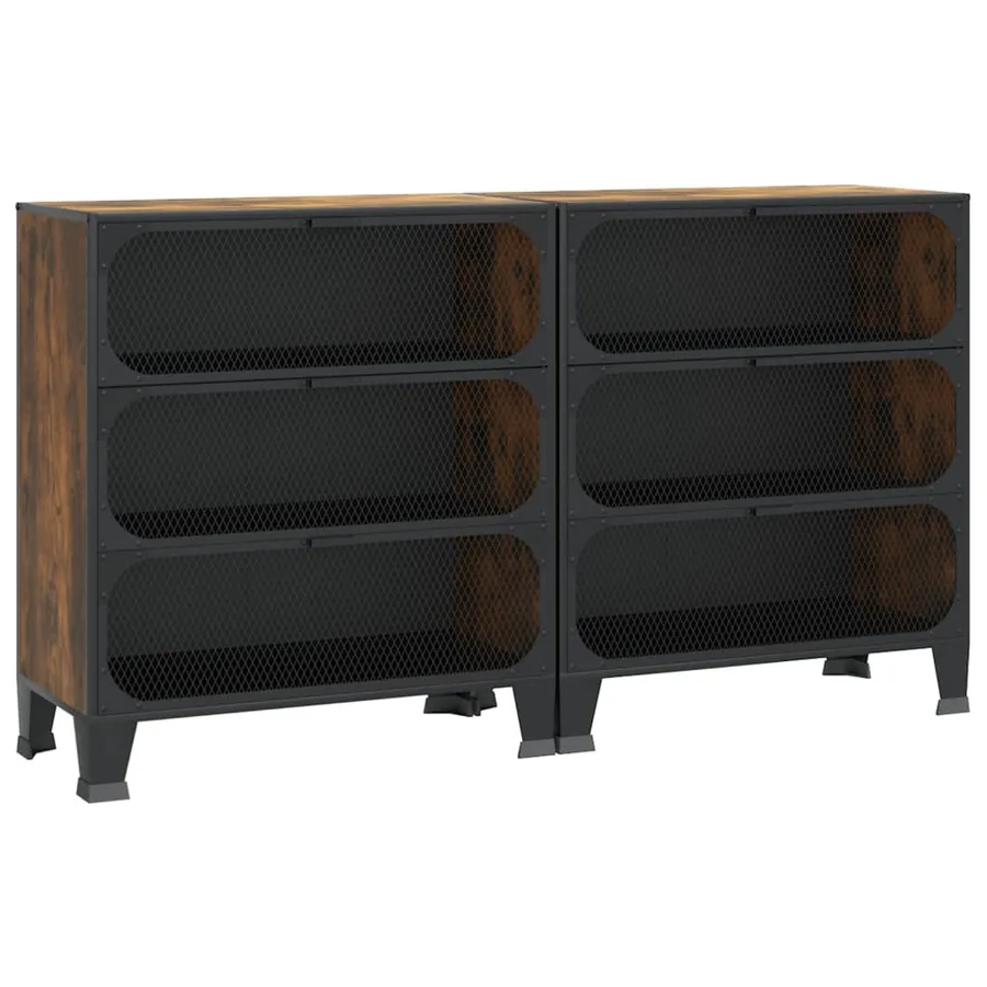 Armoires de rangement 2 pcs Marron 72x36x82 cm Métal et MDF - 2