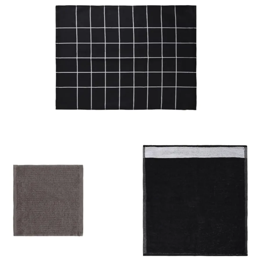 Ensemble de serviettes 12 pcs noir coton - 2