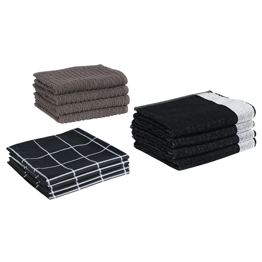 Ensemble de serviettes 12 pcs noir coton - 3