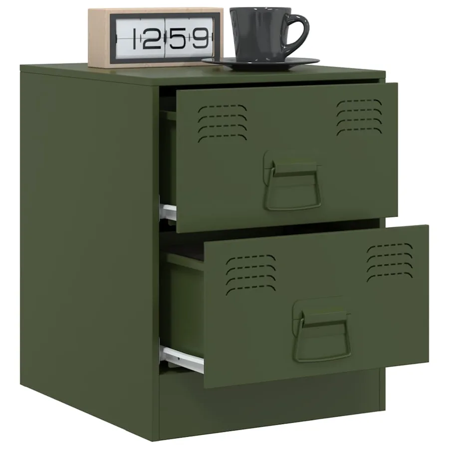 Tables de chevet 2 pcs vert 34,5x39x44 cm acier - 4