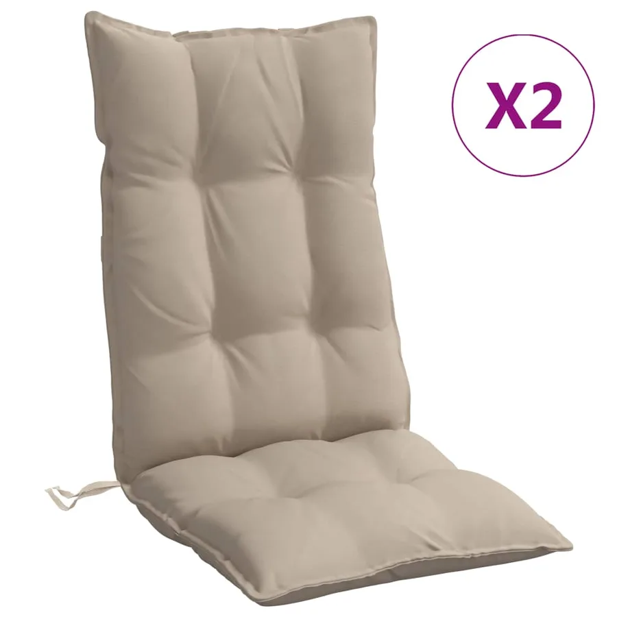 Coussins de chaise à dossier haut lot de 2 taupe tissu oxford - 2