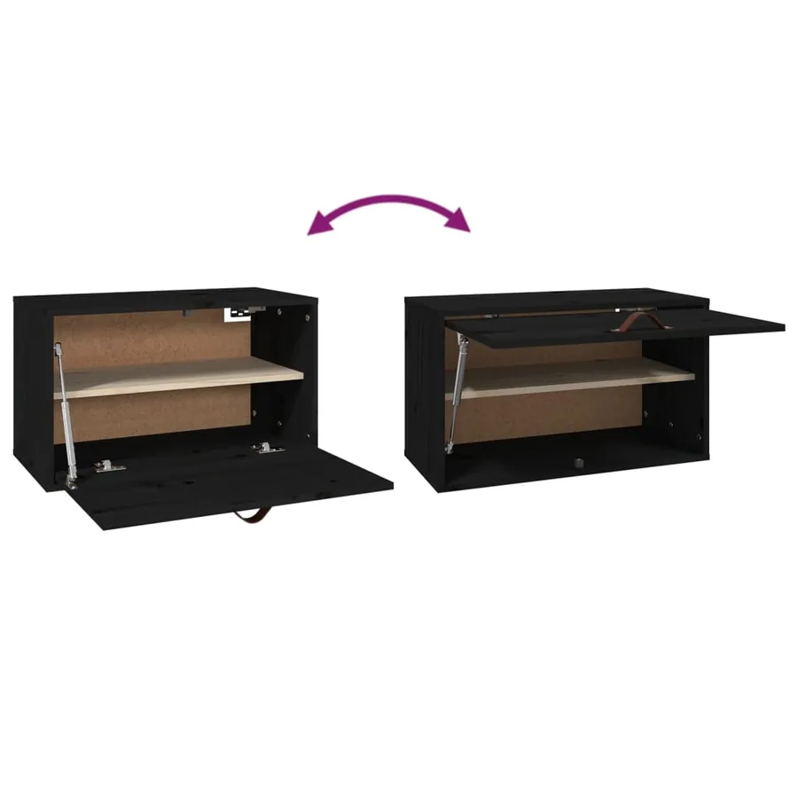 Armoire murale Noir 60x30x35 cm Bois de pin massif - 6