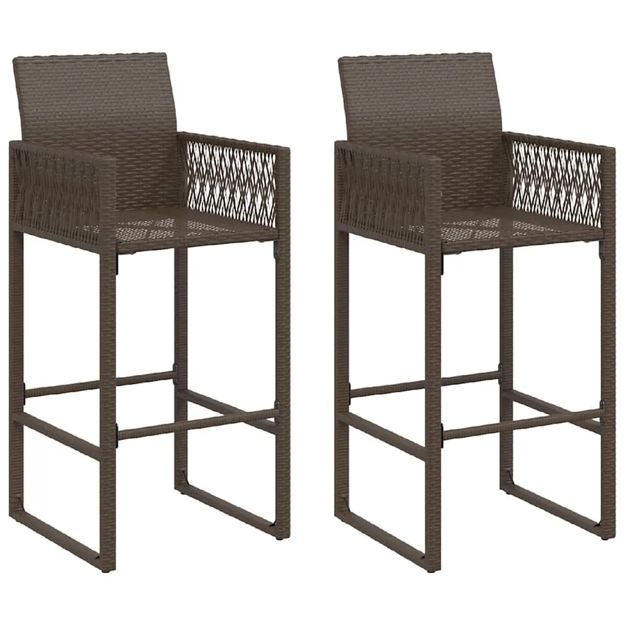 Tabourets de bar de jardin lot de 2 marron résine tressée - 2