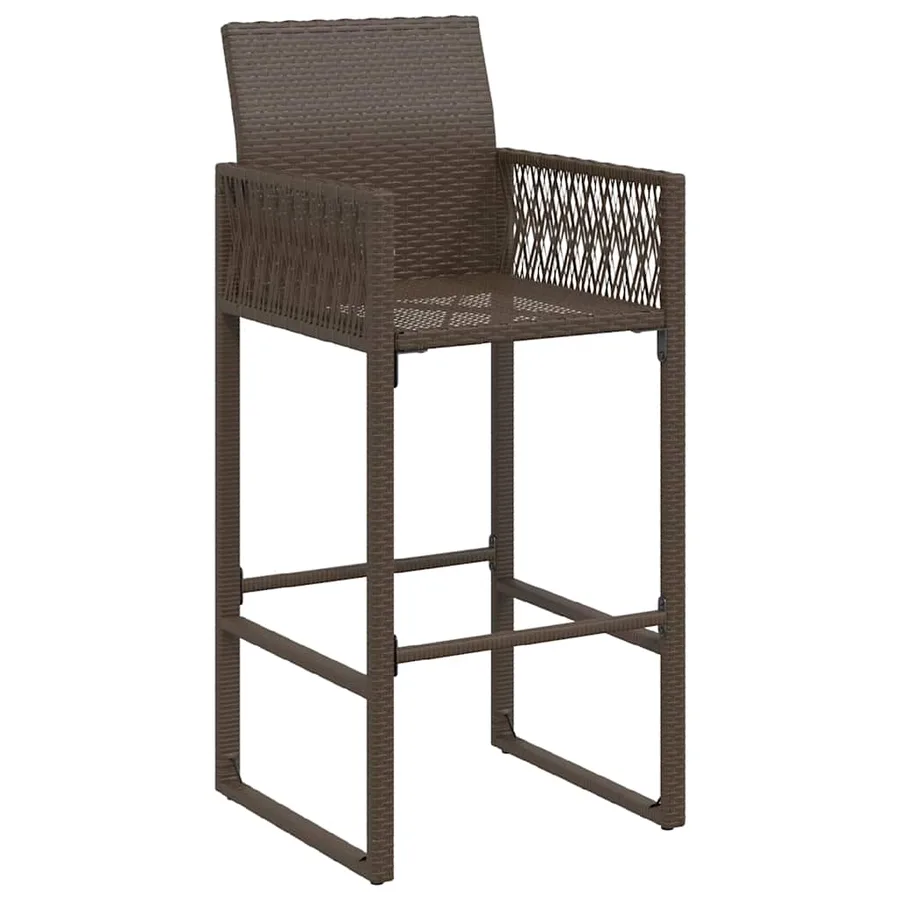 Tabourets de bar de jardin lot de 2 marron résine tressée - 4