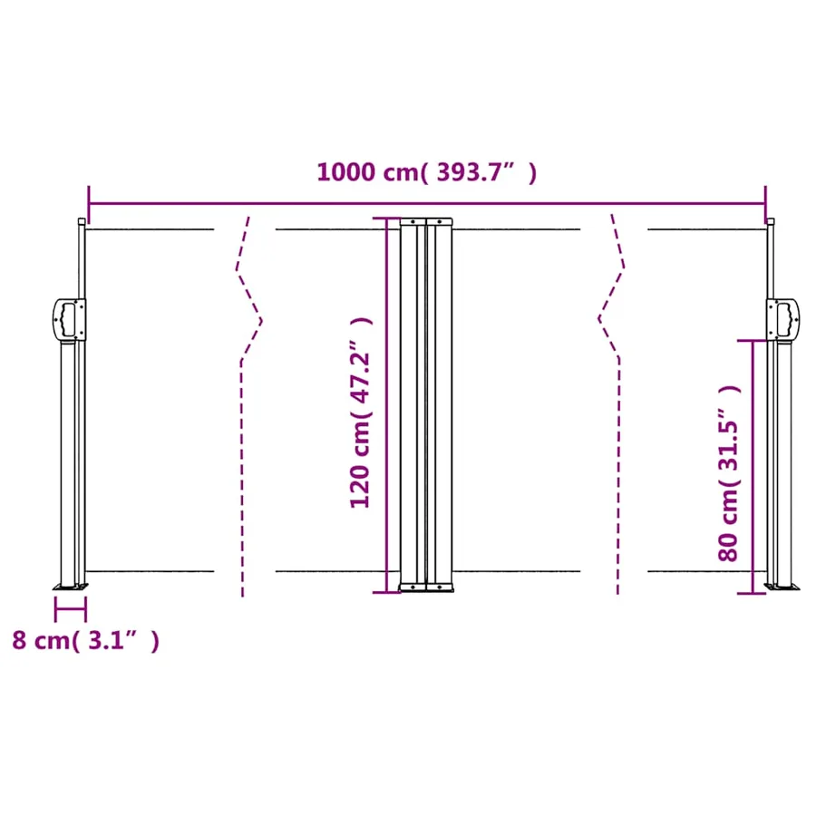 Auvent latéral rétractable crème 120x1000 cm - 10