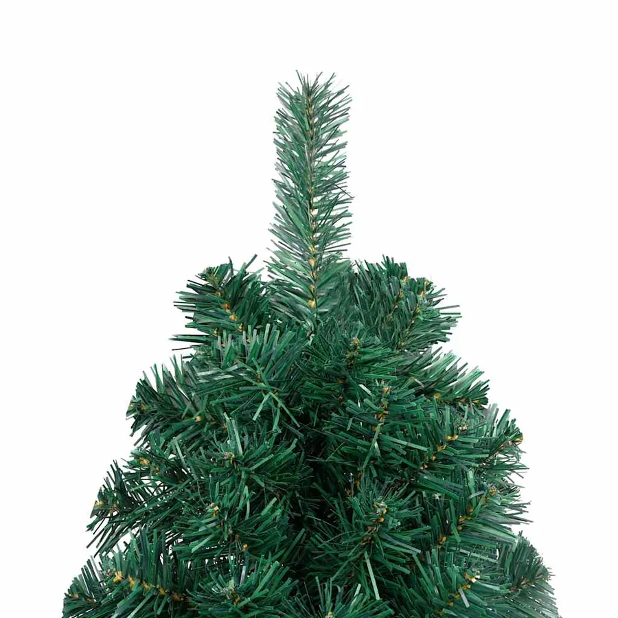 Demi-arbre de Noël artificiel pré-éclairé et boules vert 150 cm - 5
