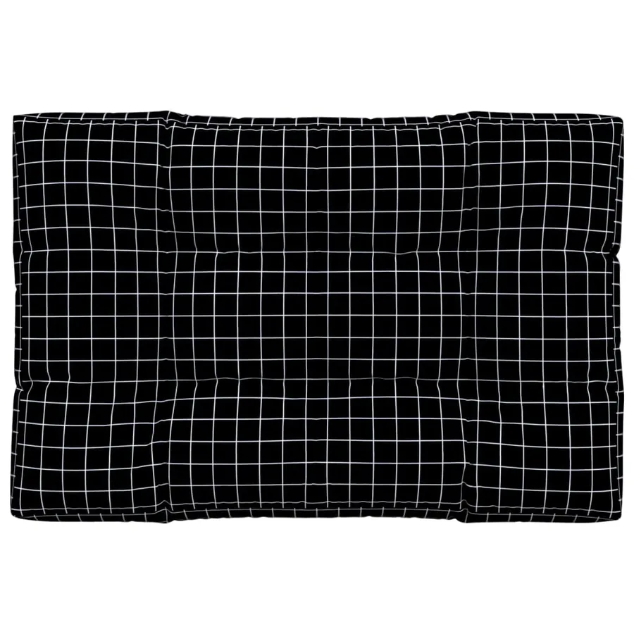 Coussin de palette motif à carreaux noir 120x80x12 cm tissu - 2