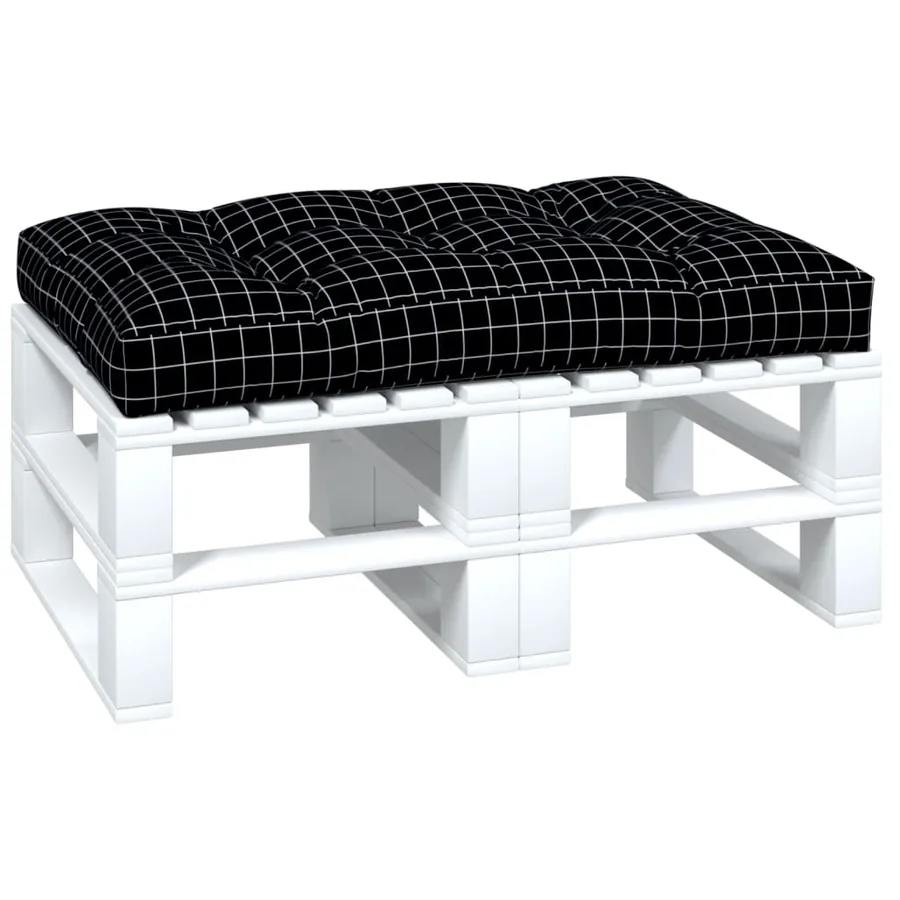 Coussin de palette motif à carreaux noir 120x80x12 cm tissu - 3