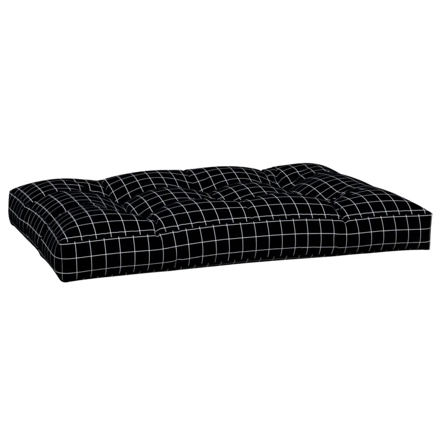 Coussin de palette motif à carreaux noir 120x80x12 cm tissu - 4