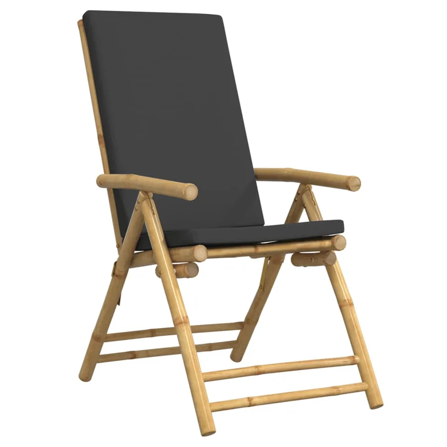 Chaises inclinables de jardin pliantes lot de 6 coussins bambou - 3