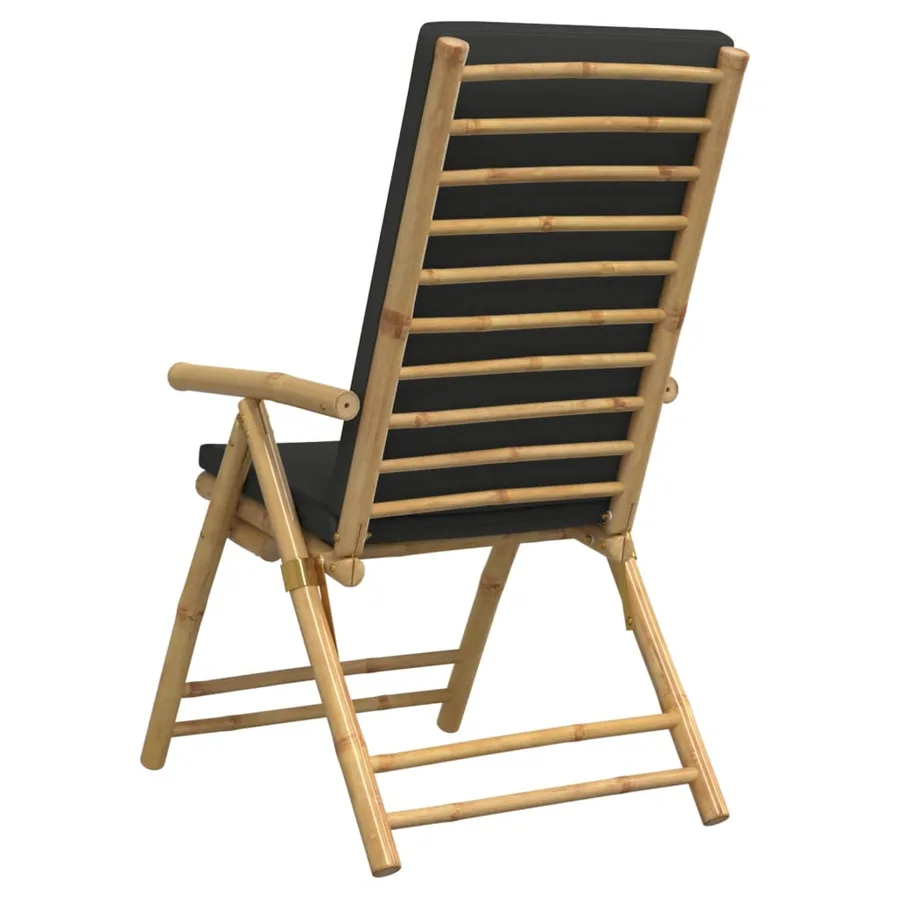 Chaises inclinables de jardin pliantes lot de 6 coussins bambou - 6