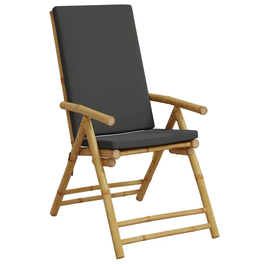 Chaises inclinables de jardin pliantes lot de 2 coussins bambou - 4