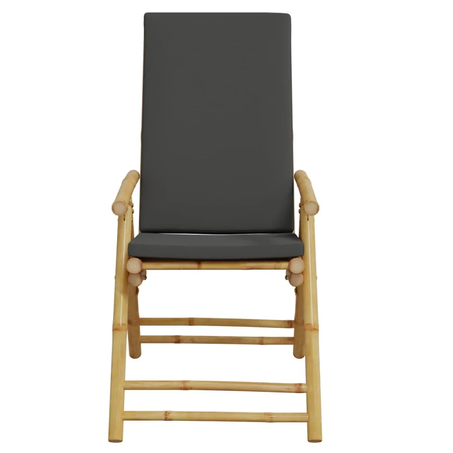 Chaises inclinables de jardin pliantes lot de 2 coussins bambou - 5