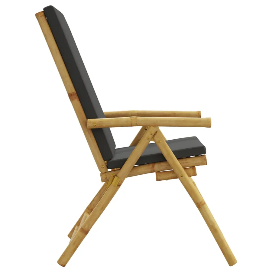 Chaises inclinables de jardin pliantes lot de 2 coussins bambou - 6