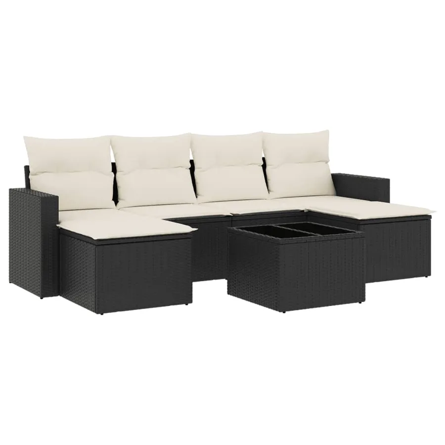 Salon de jardin 7 pcs avec coussins noir résine tressée 55 x 62 x 69 cm - 56,2 kg - 2