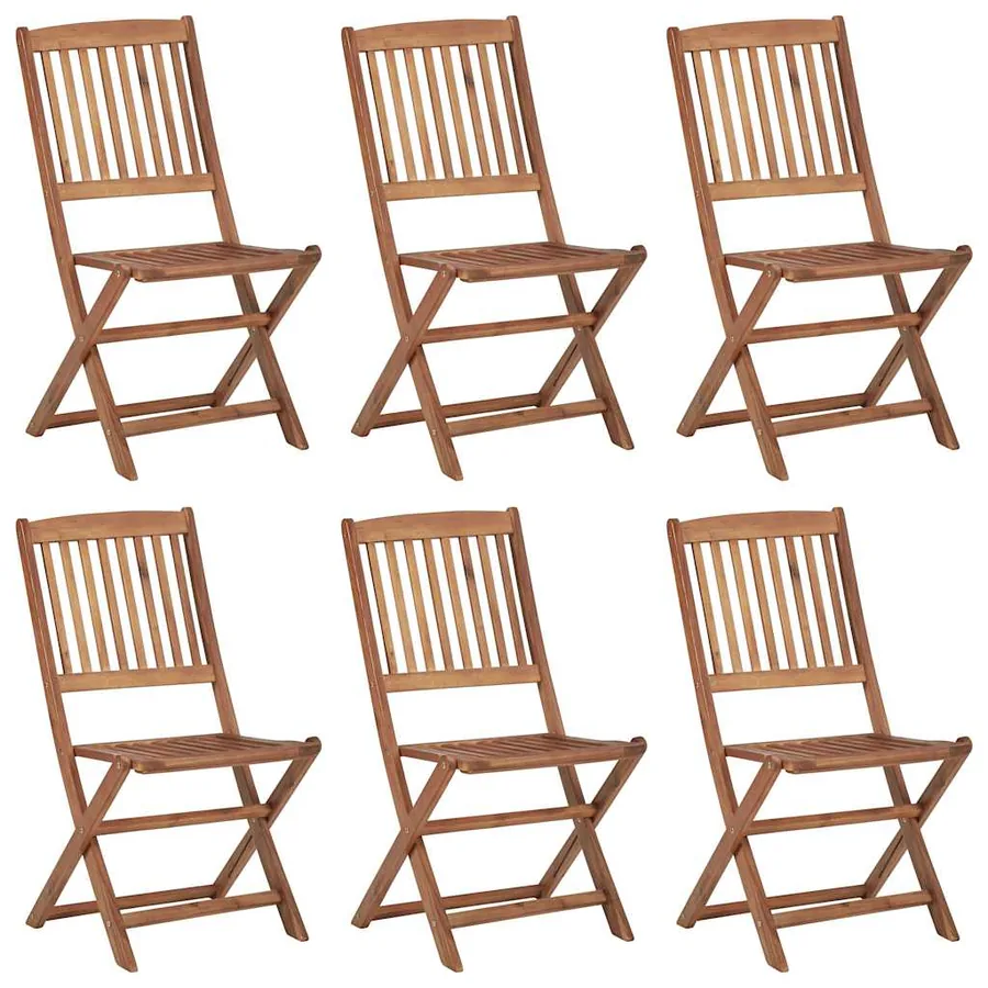 Chaises pliables de jardin lot de 6 avec coussins Bois d'acacia - 2
