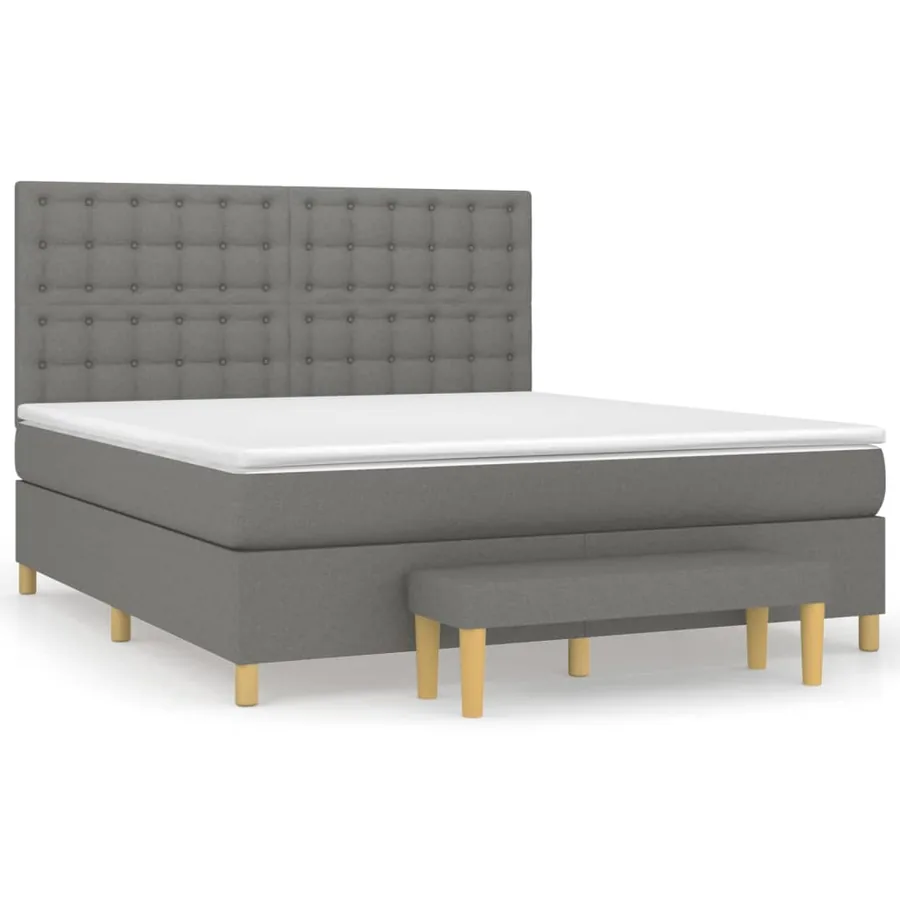 Sommier à lattes de lit avec matelas Gris foncé 160x200cm Tissu - 2
