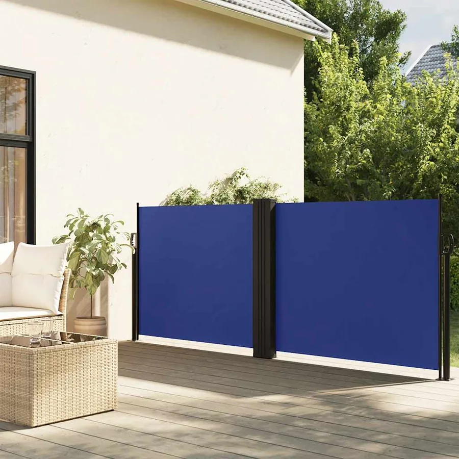 Auvent latéral rétractable bleu 100x600 cm