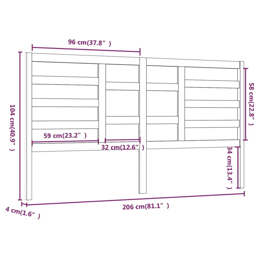 Tête de lit Gris 206x4x104 cm Bois massif de pin - 6
