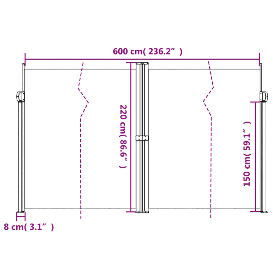 Auvent latéral rétractable rouge 220x600 cm - 10