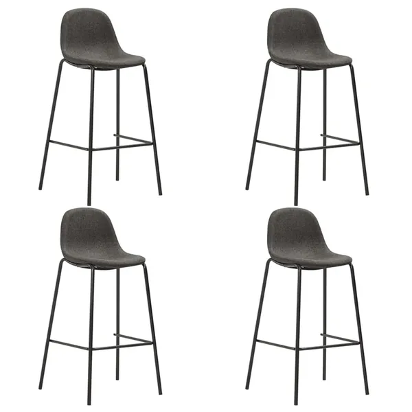 Chaises de bar lot de 4 gris foncé tissu