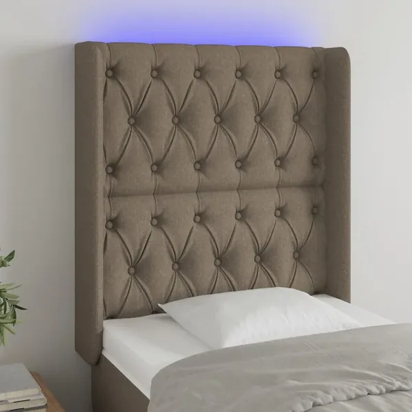 Tête de lit à LED Taupe 83x16x118/128 cm Tissu