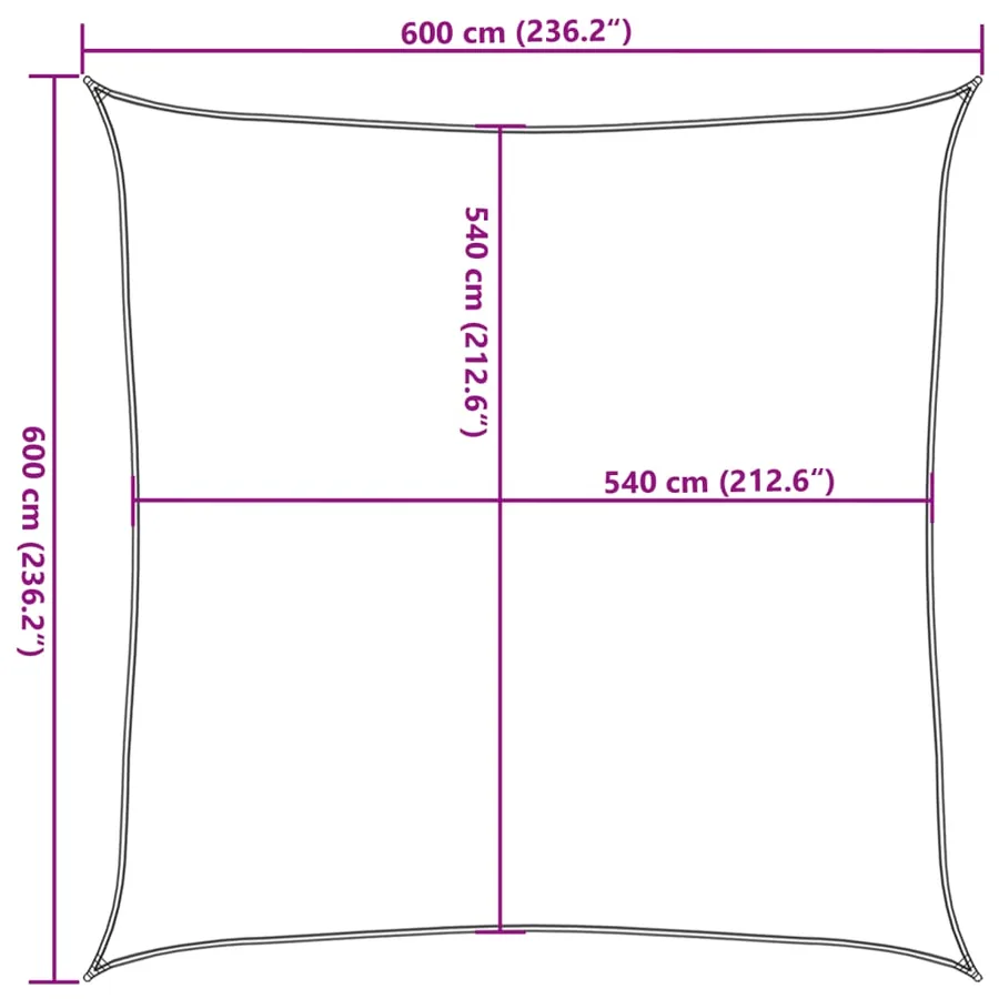 Voile d'ombrage 160 g/m² Noir 6x6 m PEHD - 10