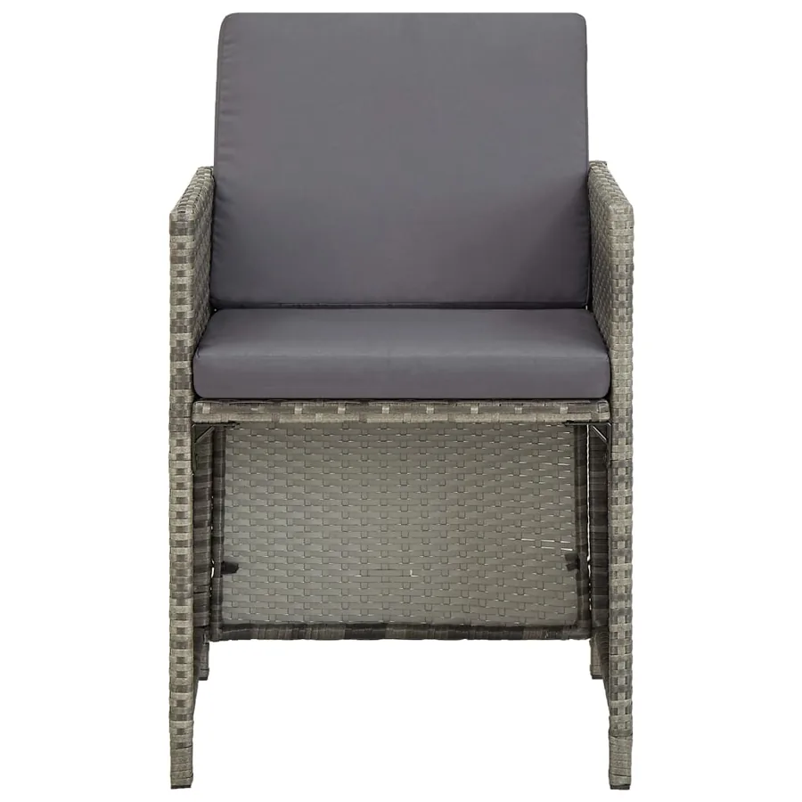Chaises de jardin lot de 2 avec coussins Résine tressée Gris - 3