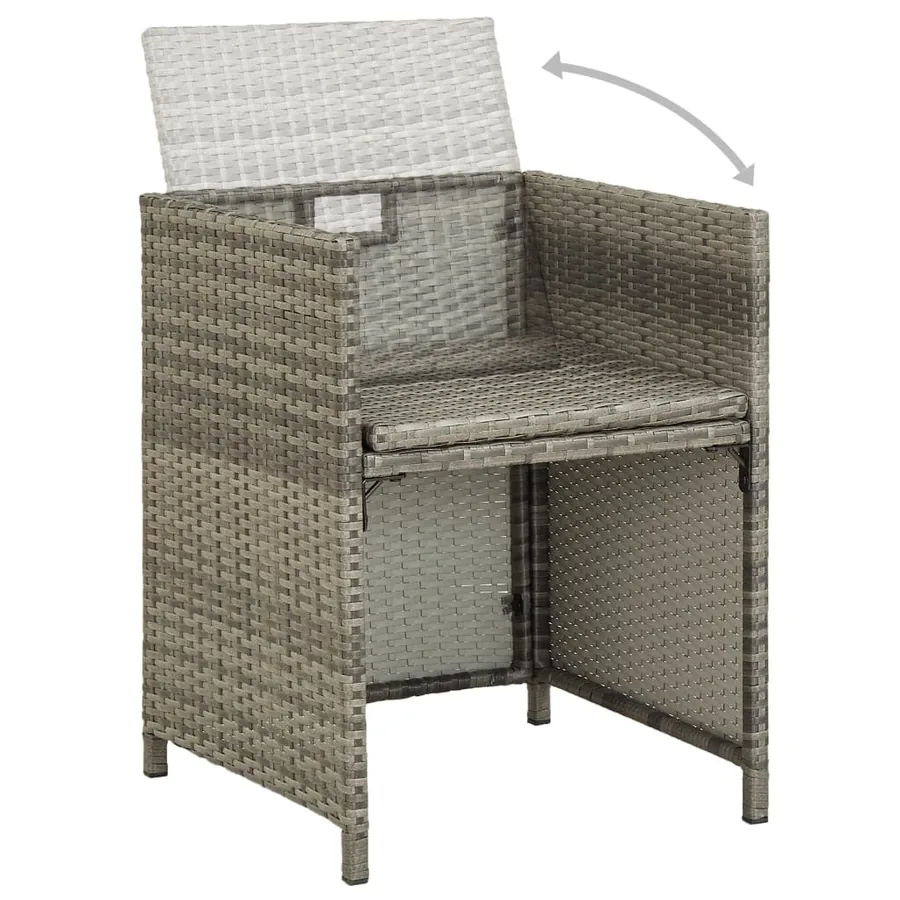 Chaises de jardin lot de 2 avec coussins Résine tressée Gris - 4