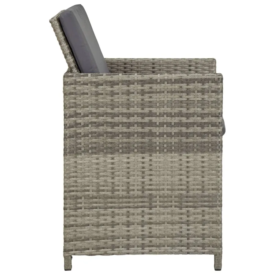Chaises de jardin lot de 2 avec coussins Résine tressée Gris - 5