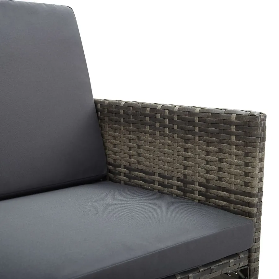 Chaises de jardin lot de 2 avec coussins Résine tressée Gris - 7